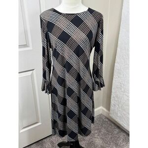 NWT Tommy Hilfiger Women's Dress Size 10 Black Tan Plaid Sheath Knee Length